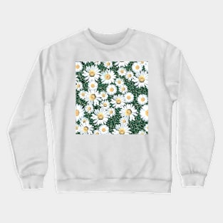 Daisy Blossom Seamless Pattern with Grass. Meadow Crewneck Sweatshirt